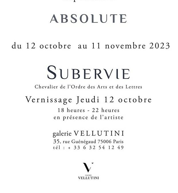 THE SOLO EXHIBITION “ABSOLUTE” AT THE VELLUTINI GALLERY