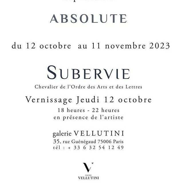 EXPOSITION SOLO “ABSOLUTE” À LA GALERIE VELLUTINI